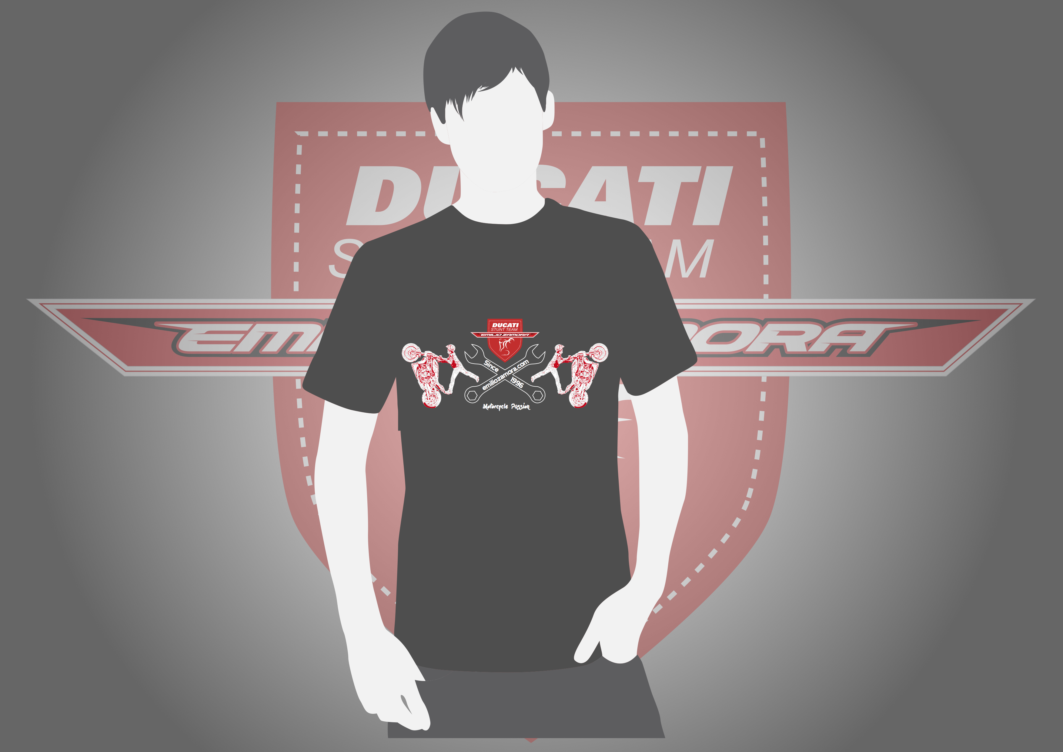 camisetas_emilio zamora_2017_merchandising_official_apparel_ducati_Stunt_team_motor_Show_xdiavel_wheelie_caballito_motorcycle_passion