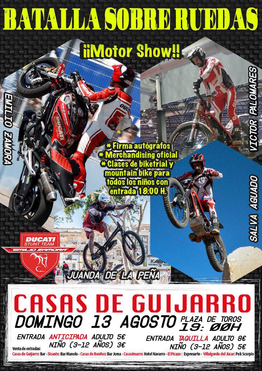 BATALLA_SOBRE_RUEDAS_EMILIO_ZAMORA_DUCATI_STUNT_TEAM_JUANDA DE LA PENA_KABRA BIKES_VICTOR PALOMARES_SALVA AGUADO_ESPECTACULO_MOTOR_SHOW_UNICO_CASAS DE GUIJARRO_CUENCA